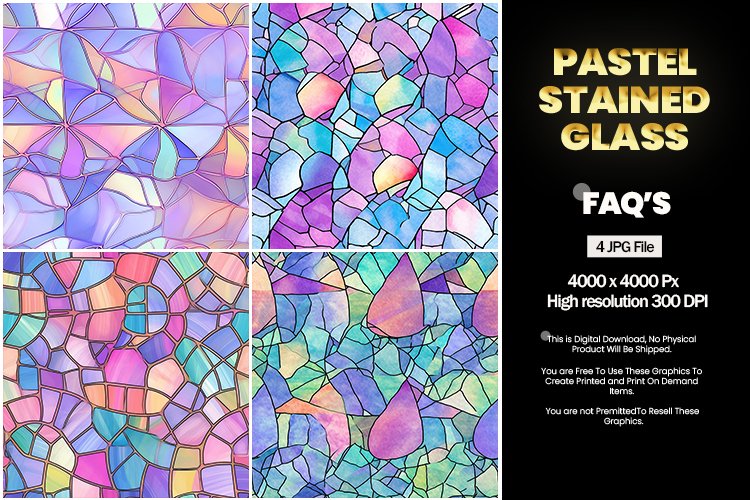 Pastel Stained Glass Square Coaster - 04 Variations