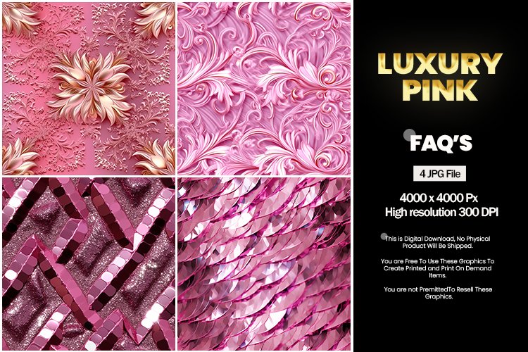 Luxury Pink Square Coaster - 04 Variations