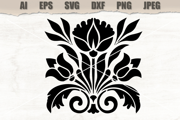Stencil Elegant Floral Ornament