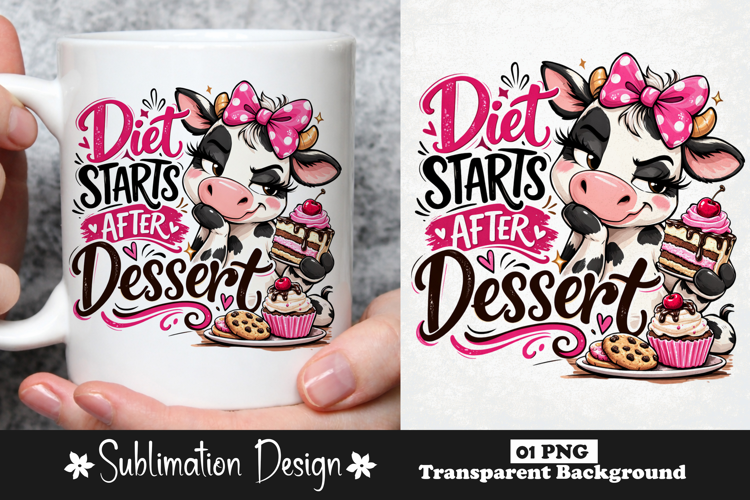 Diet Starts After Dessert Funny Cow Diet Humor Dessert Lover