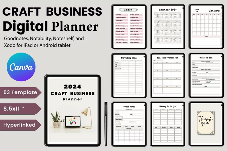 Digital 2024 Craft Business Planner Canva