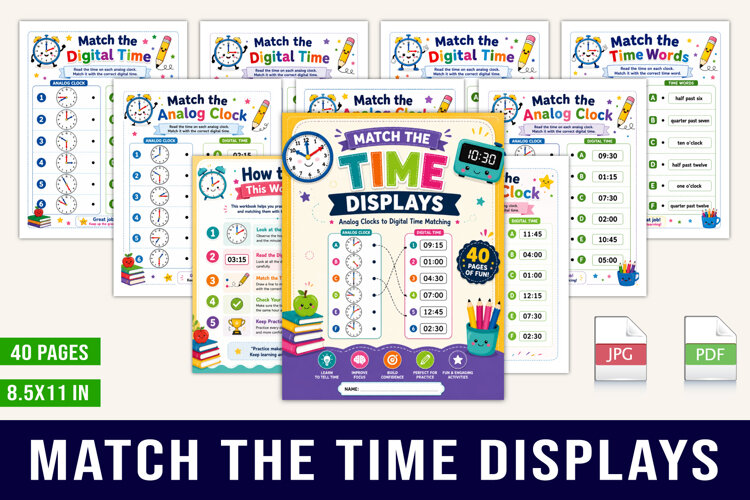 Match the Time Displays workbook example image 1