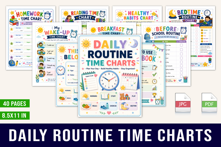 Daily Routine Time Charts Planner