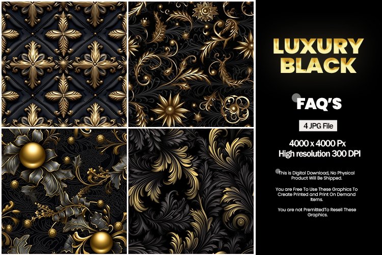 Luxury Black Square Coaster - 04 Variations
