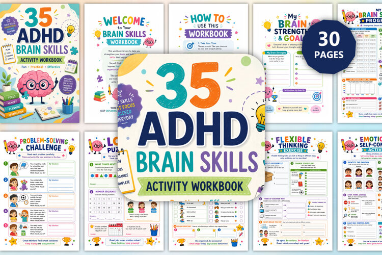 35 ADHD Brain Skills Activity Workbook example image 1