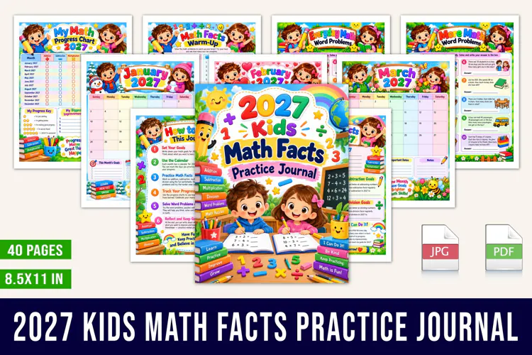 2027 Kids Math Facts Practice Journal