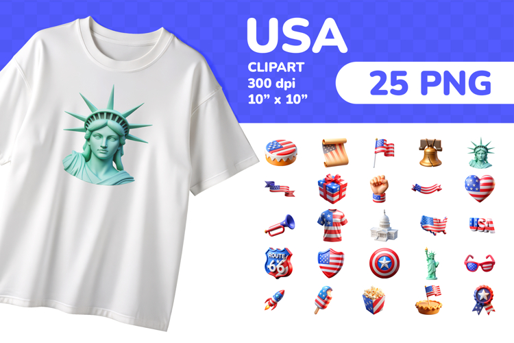 USA Independence Day PNG Clipart Set 25 Items