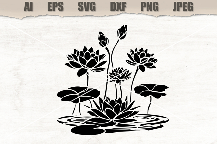 Stencil Lotus Pond
