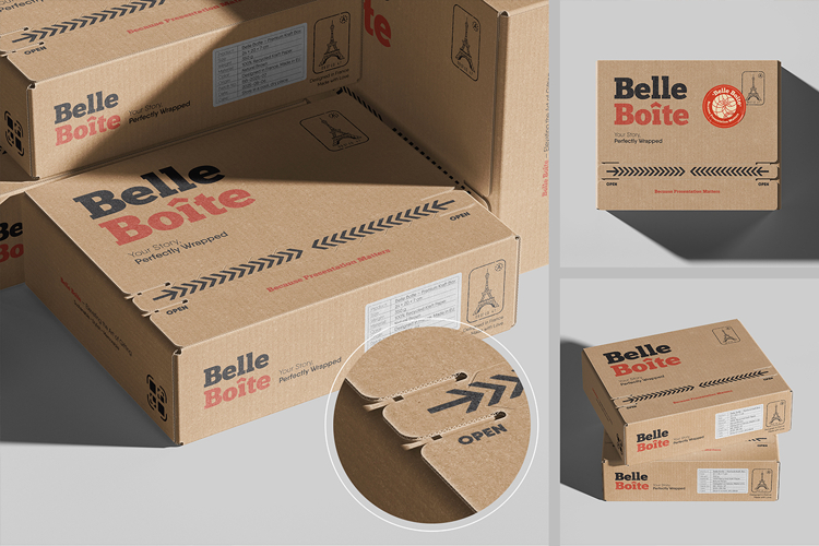 Tear Strip Mailer Kraft Box Mockup