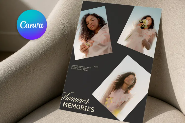 Editable Canva Photo Collage Template | Dark Moody Printable