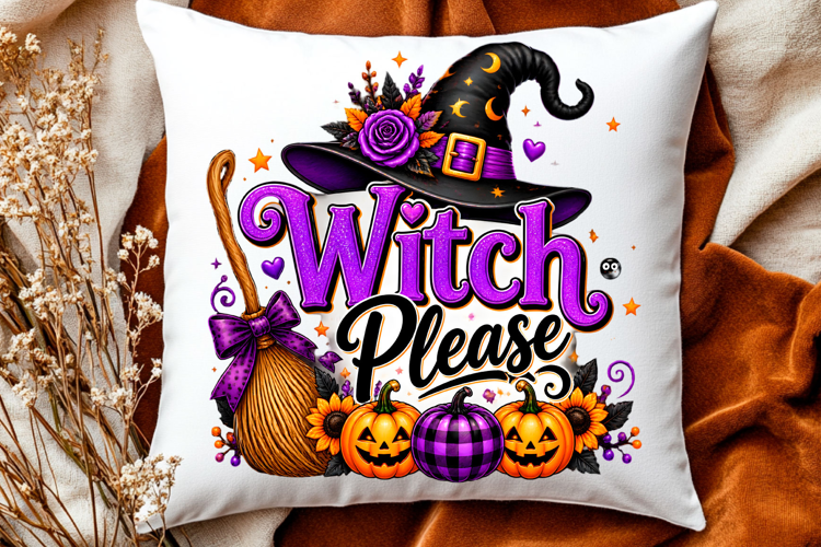 Witch please cute Halloween witch hat pumpkin shirt design