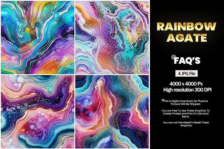 Rainbow Agate Square Coaster - 04 Variations