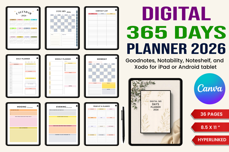 Digital 365 Days Planner 2026