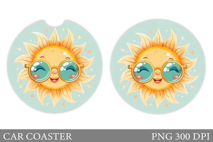 Positive Sun Car Coaster. Cute Sun Coaster Sublimations example image 1