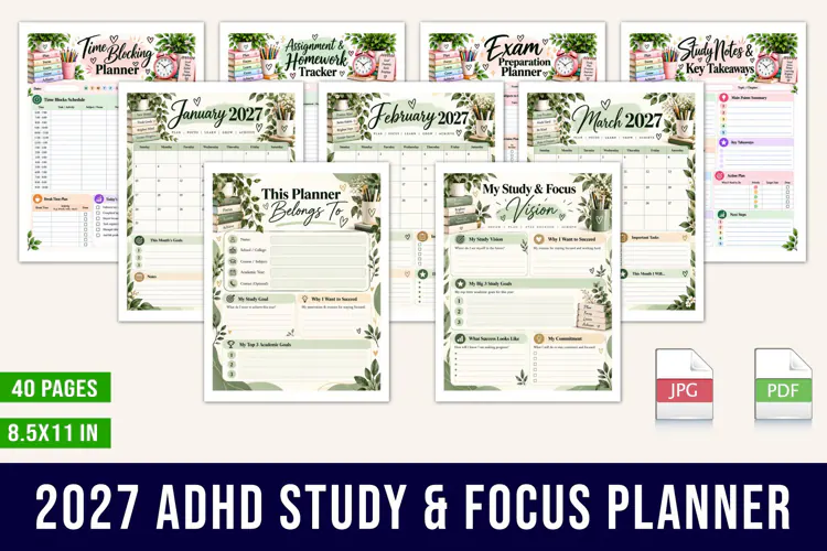 2027 ADHD Study & Focus Planner