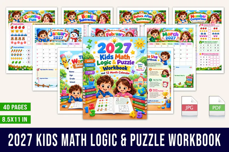 2027 Kids Math Logic & Puzzle Workbook