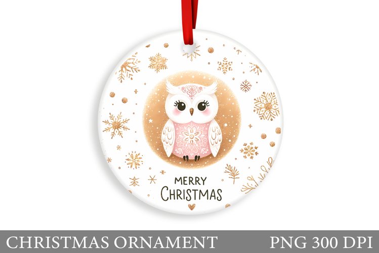 Christmas Owl Christmas Ornament. Christmas Owl Sublimation example image 1