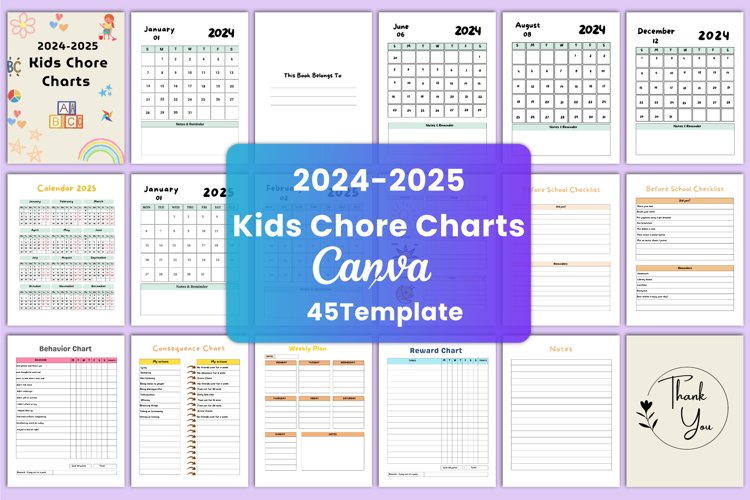 2024-2025 Kids Chore Charts Canva Interior