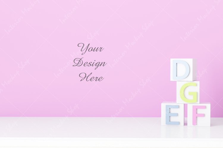 Blank Wall, Kids Mockup, Interior Mockup, Blank Wall Mockup example image 1