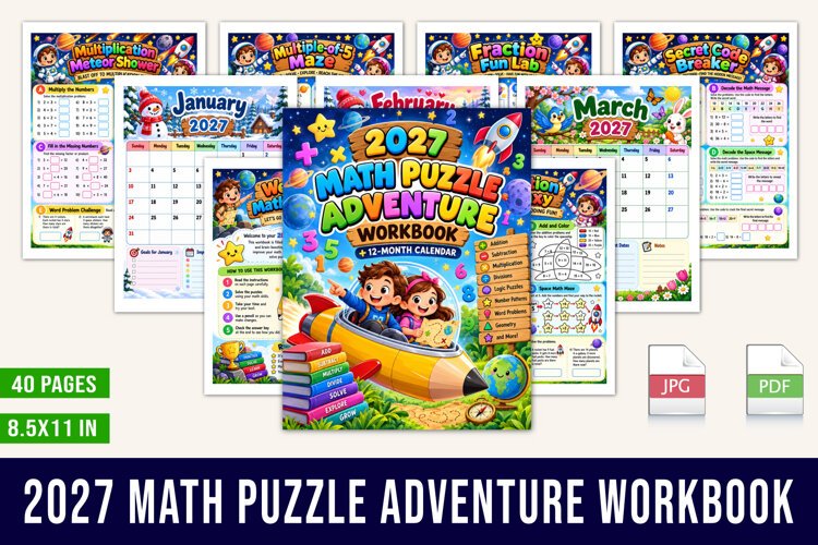 2027 Math Puzzle Adventure Workbook example image 1
