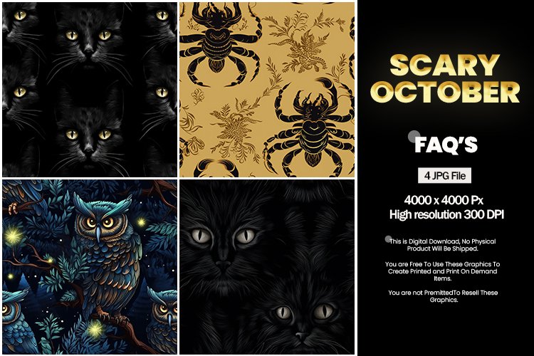 Scary October Square Coaster - 04 Variations
