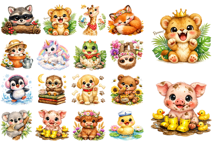 Kawaii Baby Animal Clipart Bundle
