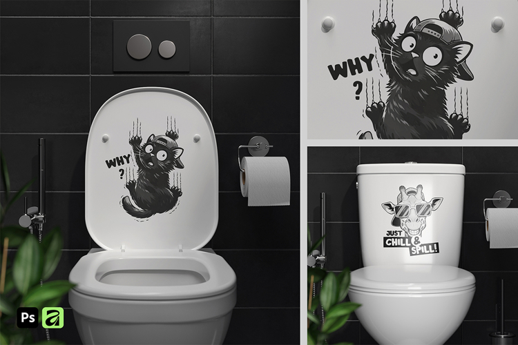 Bathroom Toilet Sticker Mockup