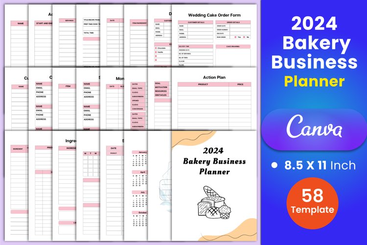 2024 Bakery Business Planner Canva Interior example image 1