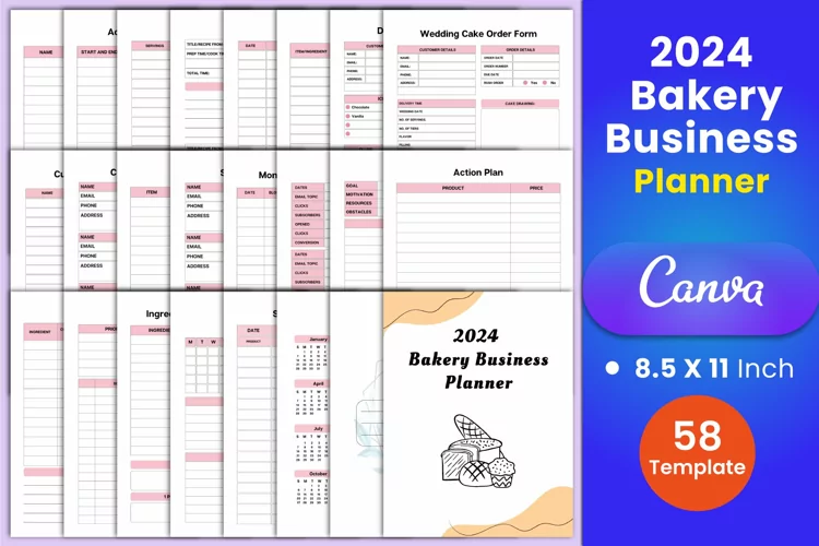 2024 Bakery Business Planner Canva Interior