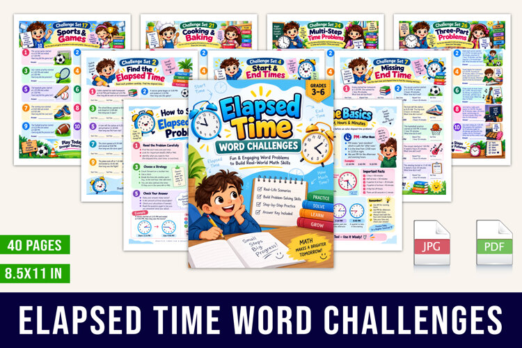 Elapsed Time Word Challenges example image 1