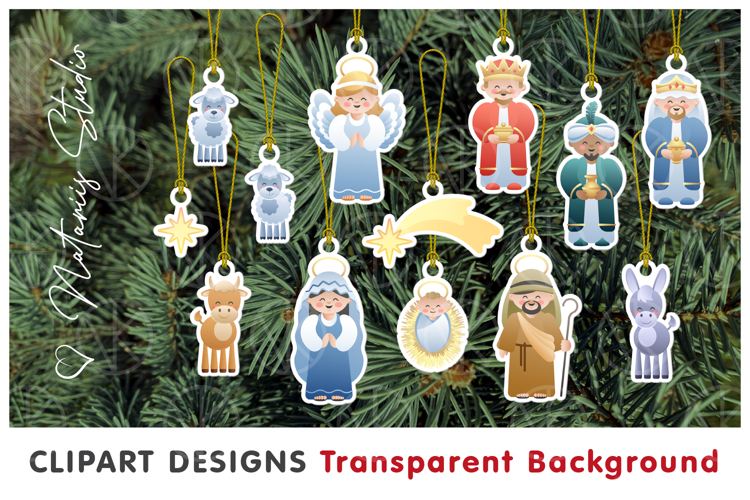 Christmas Nativity Scene Clipart Bundle. DIY Crafting.