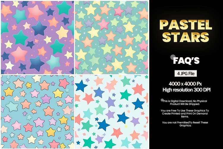 Pastel Stars Square Coaster - 04 Variations