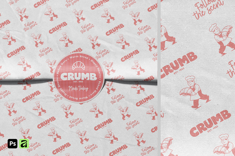 Branded Wrapping Paper with Sticker Mockup