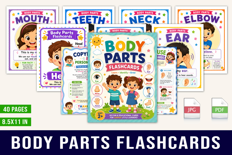 Body Parts Flashcards for Kids