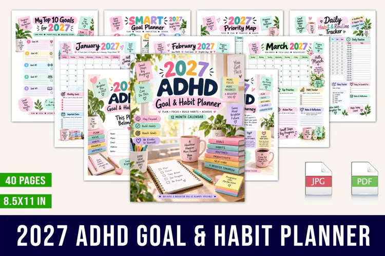 2027 ADHD Goal & Habit Planner