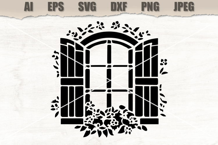 Stencil Floral Window Frame