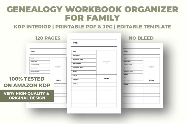 Genealogy Workbook Organizer For Family KDP Interior example image 1