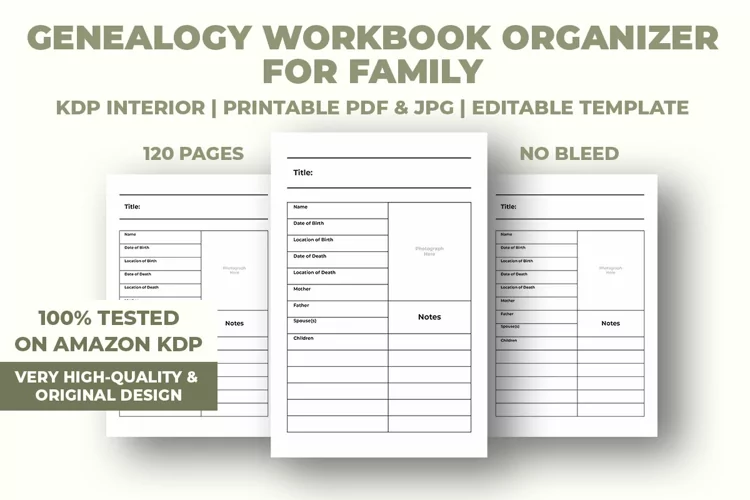 Genealogy Workbook Organizer For Family KDP Interior