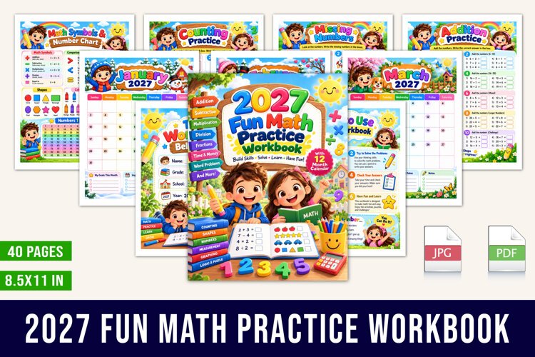 2027 Fun Math Practice Workbook example image 1