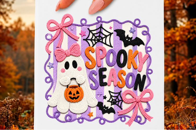 Spooky Season Faux Yarn Ghost PNG example image 1