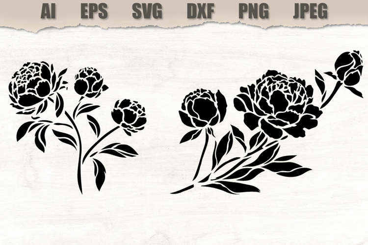 Stencils Peony flowers