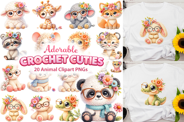 Crochet Animals Sublimation Clipart