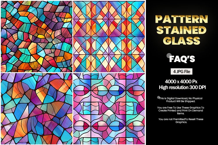 Pattern Stained Glass Square Coaster - 04 Variations