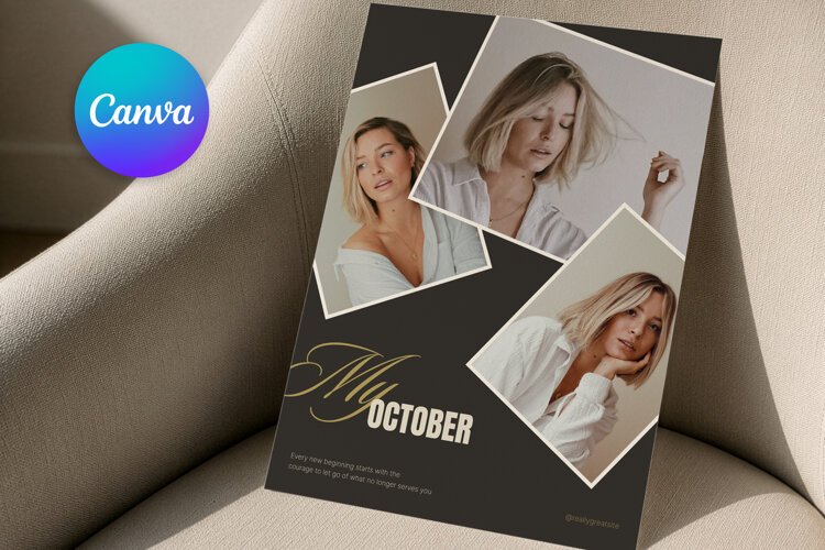 Dark Luxury Photo Collage Editable Canva Template example image 1
