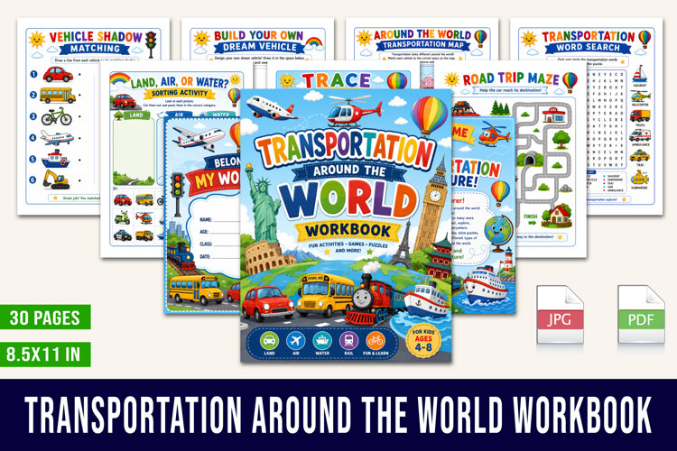 Transportation Around the World Workbook example image 1