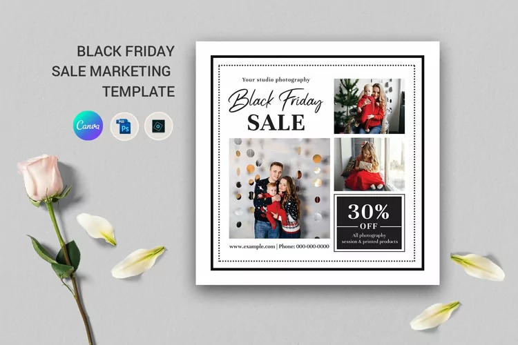 Black Friday Marketing Card For Photographer, Canva