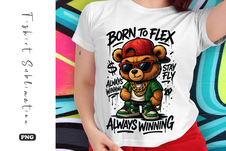 Born To Flex Bear Streetwear T-Shirt Design