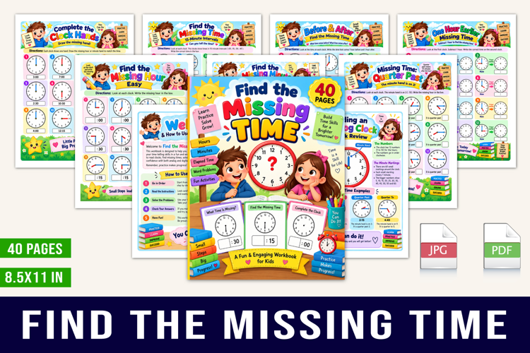 Find the Missing Time Kids’ Time Practice Workbook