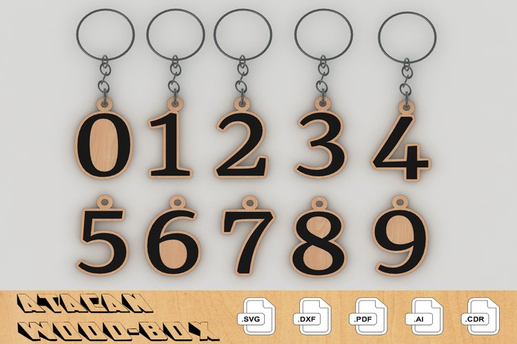 Number files for Keychain Numbers Keychain SVG DXF Set 214