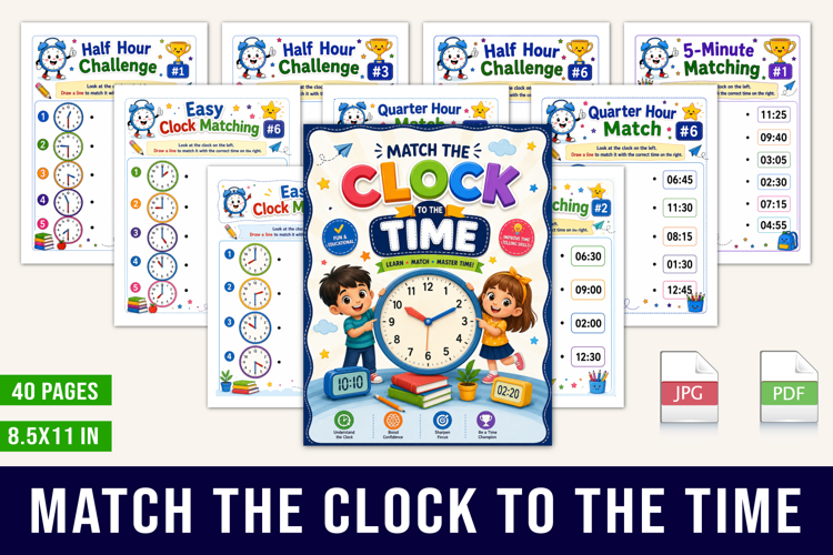 Match the Clock to the Time Kids Learning Activity